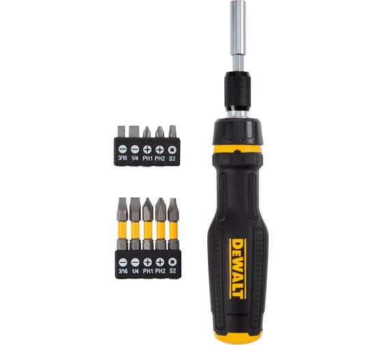 Отвертка телескопическая Dewalt со сменными битами, 10 бит DWHT68001-0