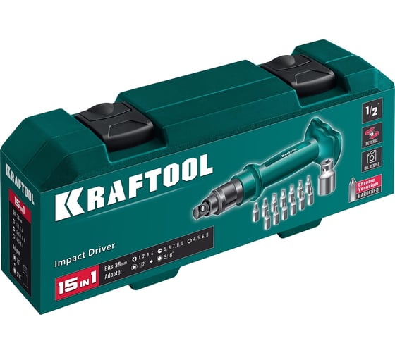 Отвертка KRAFTOOL ID-15 ударно-поворотная 15 предметов 25550-H10_z01