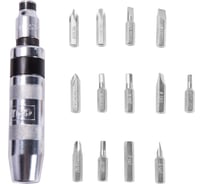 Ударно-поворотная отвертка с набором бит DELI 13 шт DL8901 (PH1, PH2x2, PH3, PH4, SL5, SL6, SL8, SL9, H4, H5, H6, H8), Cr-V, металл.кейс 167496