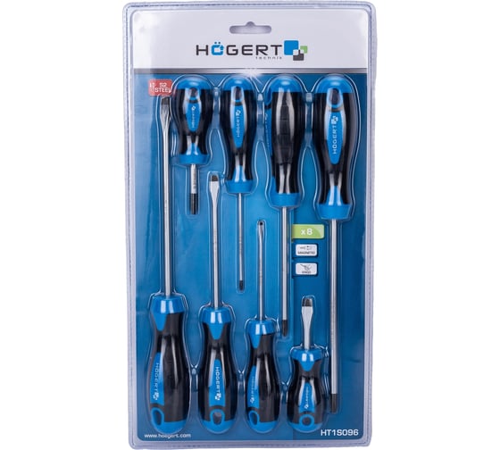 Набор отверток HOEGERT TECHNIK 8 шт, сталь S2 HT1S096 1