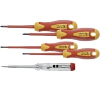 Набор изолированных отверток HOEGERT TECHNIK 1000 В, с тестером напряжения, сталь S2, 6 шт HT1S994