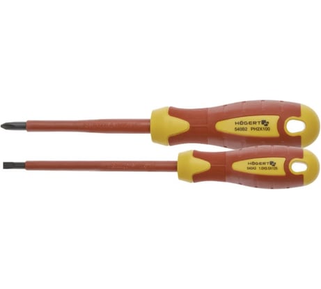 Набор изолированных отверток HOEGERT TECHNIK 1000 В, сталь S2, 2 шт HT1S990