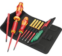 Набор насадок с динамометрической и обычной отвёртками-битодержателями WERA Kraftform Kompakt VDE 16 Torque 1,2-3,0 Нм extra slim 1 Tool Finder 16 предметов WE-006609