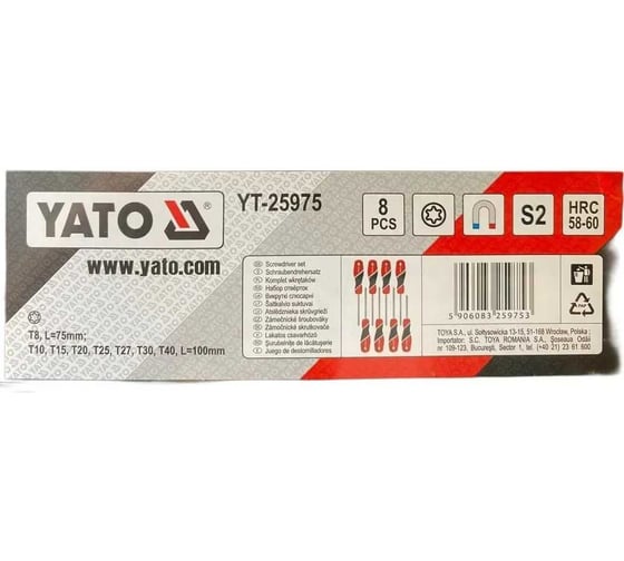 Набор отверток YATO Torx, 8 шт. YT-25975 361325975 092 1