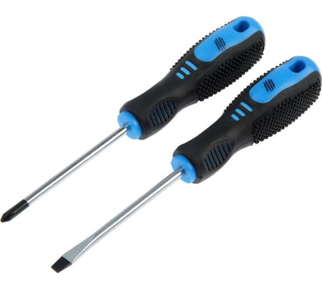 Набор отверток ТУНДРА CrV, хром, магнит, двухкомпонентные рукоятки, PH2 и SL6х100 мм, 2 шт. 5295985