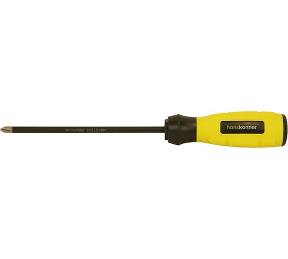 Крестовая отвертка Hanskonner 2x150 алмазный наконечник, твердость 59 HRC, S2, HK1040-16-PH2-150 1