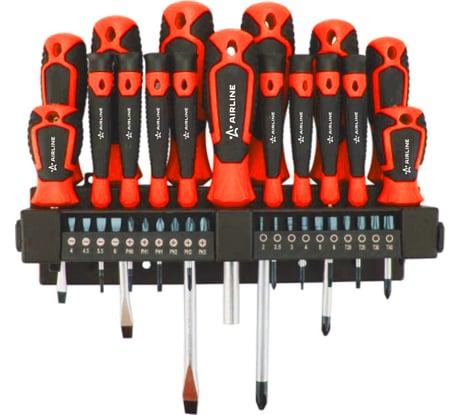 Набор отвёрток и бит Airline 37 пр. подвес на стену (SL, PH, HEX, TORX) блистер ATAU042