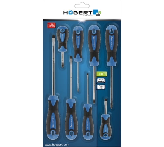 Набор отверток HOEGERT TECHNIK 8 шт, S2 HT1S096