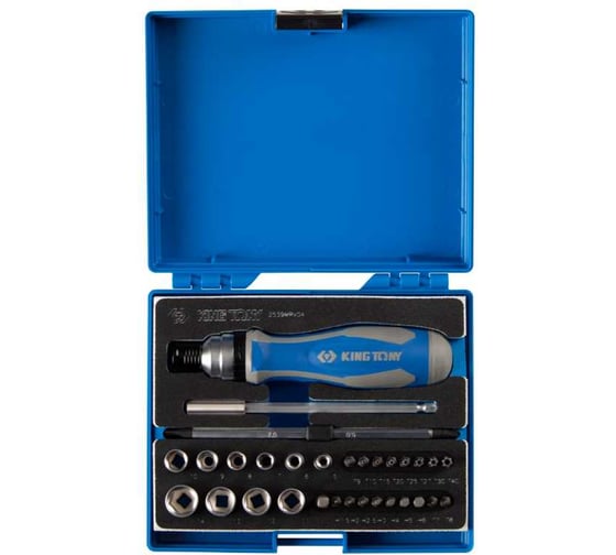 Набор вставок (бит) KING TONY 1/4, PH, PZ, Hex, Torx, Slotted, 39 предметов 2539MRV04 1