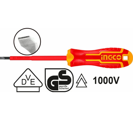 Диэлектрическая плоская отвертка INGCO SL4x100 мм HISD814100