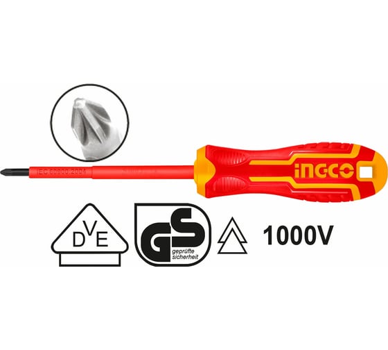 Диэлектрическая крестовая отвертка INGCO PZ2x100 мм HISD81PZ2100