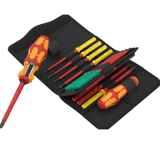 Набор насадок с отвёрткой-битодержателем WERA Kraftform Kompakt VDE 17 RA 1 Tool Finder c трещоткой, 17 пр. WE-006618 1