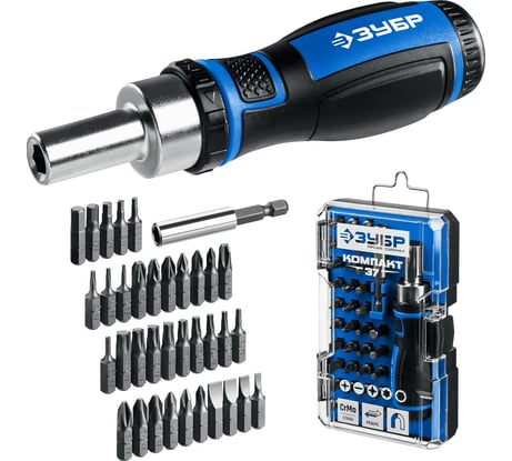 Компакт-37 набор: реверсивная отвертка с насадками 37 шт ЗУБР 25164-H37_z01
