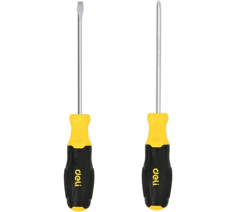 Набор отверток DELI 2 шт, SL6x125 + PH2x125, сталь Cr-V, двухкомпонентная прорезиненная рукоять DL630002N 183593