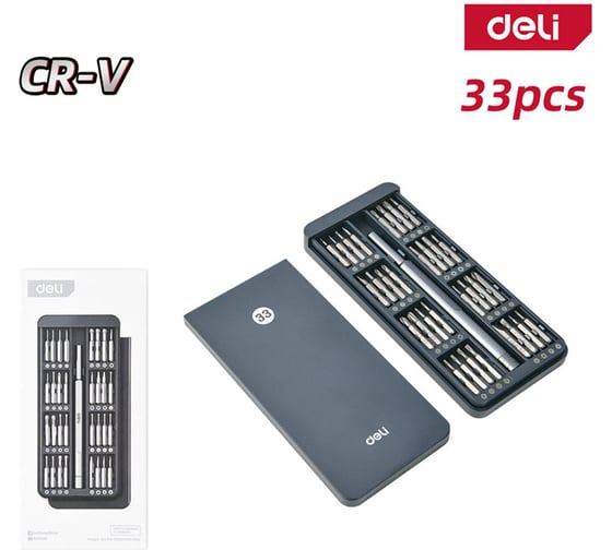 Набор прецизионных отверток DELI (отвертка + 32 биты), сталь S2 + Cr-V DL241033 179575