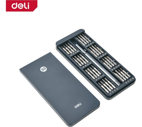 Набор прецизионных отверток DELI (отвертка + 32 биты), сталь S2 + Cr-V DL241033 179575