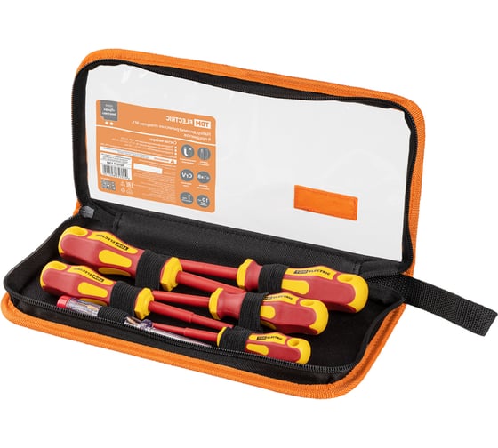 Набор диэлектрических отверток TDM ELECTRIC №1, тканевый пенал, 6 предметов, 1000 В, «ПрофиЭлектрик» SQ1017-1201