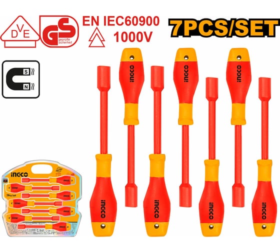 Набор диэлектрических отверток INGCO 7 шт INDUSTRIAL HKISD0701