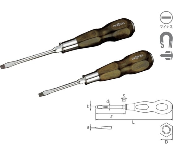 Комплект отверток KTC с деревянной рукояткой, 6 шт NTD306
