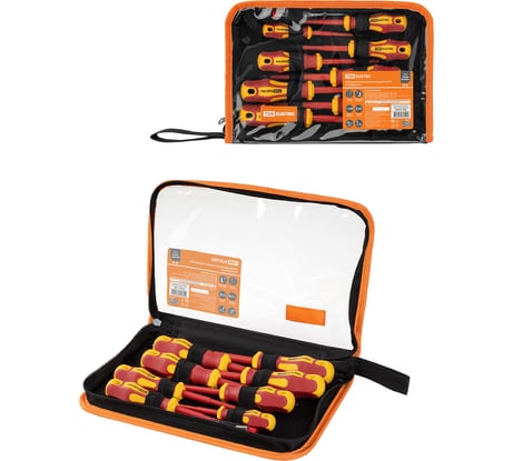 Набор диэлектрических отверток TDM ELECTRIC №4, тканевый пенал, 9 предметов, 1000 В, «ПрофиЭлектрик» SQ1017-1204