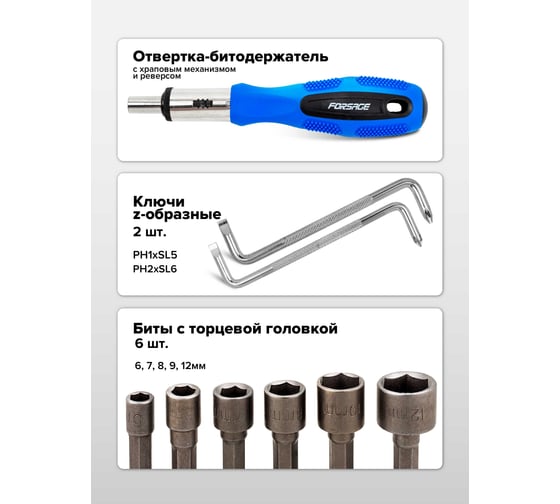 Набор отверток и бит Forsage 100 предметов F-10100(64754)