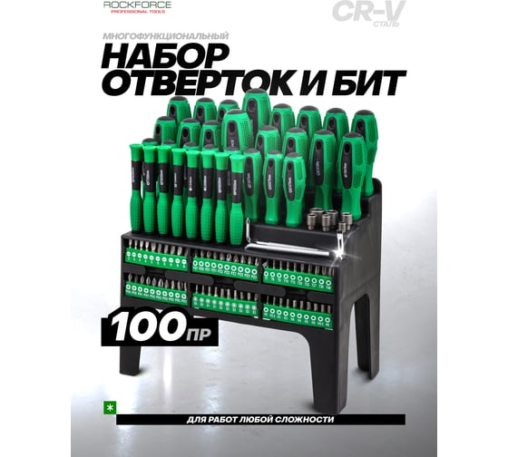 Набор отверток и бит Rockforce 100 предметов RF-10100(64755)