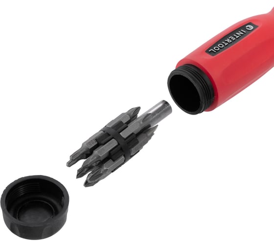 Реверсивная отвертка с комплектом насадок INTERTOOL 12ед VT-1003