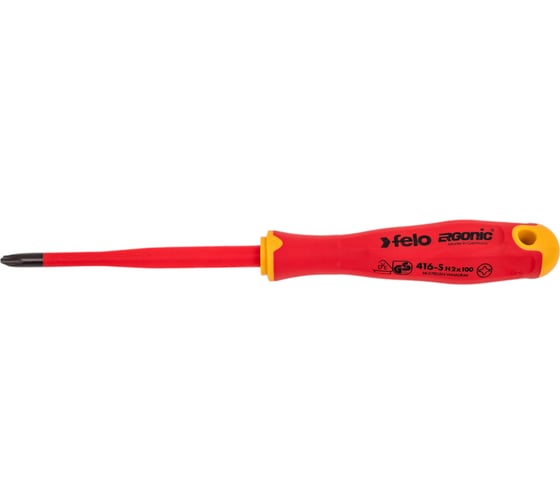Диэлектрическая отвертка Felo PH 2 +/-, E-Slim Ergonic 41629390