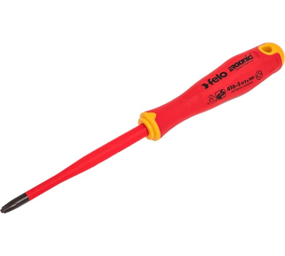 Диэлектрическая отвертка Felo PH 2 +/-, E-Slim Ergonic 41629390