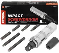 Отвертка ударная с набором бит и адаптером Patron 8 предметов P-5064D(65448)