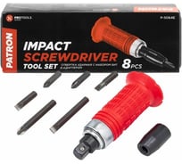 Отвертка ударная с набором бит и адаптером Patron 8 предметов P-5064E(65453)