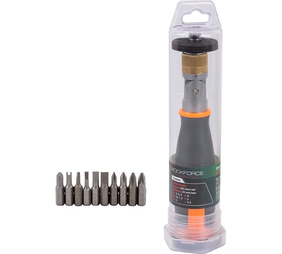 Отвертка реверсивная с набором бит Rockforce RF-32810(65128)