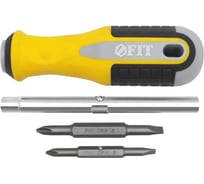 Отвертка с переставным жалом FIT Старт, CrV сталь, 6-в-1, стежень 115 мм, прорезиненная ручка 56223