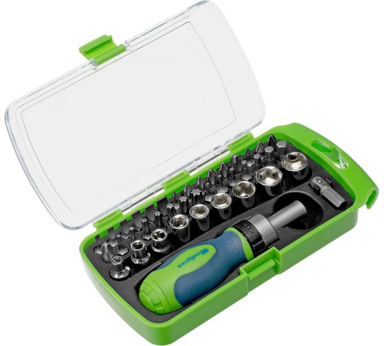 Отвертка реверсивная + биты СИБРТЕХ 41 пред., PH+PZ+SL+H+T, CrV, 2к рукоятка 133587 1