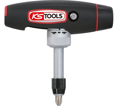 Отвертка для бит KS Tools с ручкой-трансформером, 1/4", в комплекте с 5 битами 911.2475