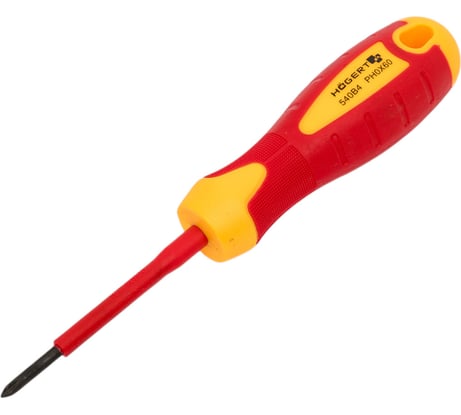 Изолированная крестовая отвертка HOEGERT TECHNIK PH0, 60 мм, 1000 V, сталь S2 HT1S920