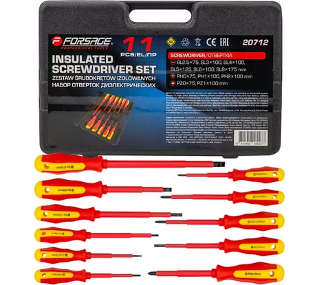 Отвертки диэлектрические Forsage набор 11 предметов F-20712(65809)