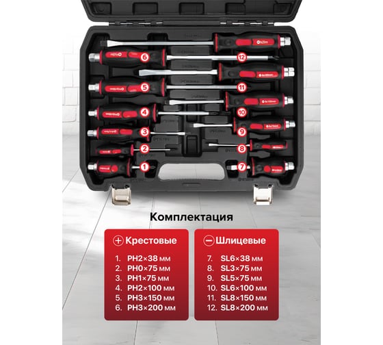 Набор отверток Forcekraft 12 предметов FK-21310(65804)