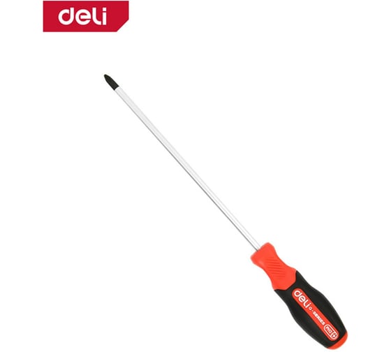 Крестовая отвертка DELI PH2x150мм, DL3462, сталь S2, магнит, прорезиненная рукоятка 180148 1