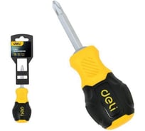 Двухсторонняя отвертка DELI PH2+SL6x65мм DL632101 сталь Cr-V, общая длина хвостовика 65мм, двухкомпонентная прорезиненная рукоять 183582