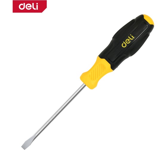 Шлицевая отвертка Deli DL6331001N, SL3x100мм, сталь Cr-V, двухкомпонентная прорезиненная рукоять 183540