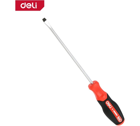 Шлицевая отвертка Deli SL6x125мм DL3448, сталь S2, магнит, прорезиненная рукоятка 180172 1