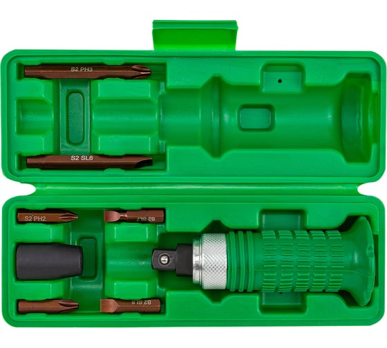 Отвертка ударная с набором бит и адаптером Rockforce 8 предметов RF-5064S(62228)