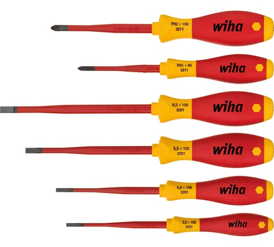 Набор отверток Wiha SoftFinish electric slimFix SL/PH 3201K6 6 шт 35389