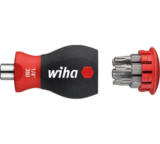 Отвертка-битодержатель Wiha SoftFinish Stubby 3801-03, магнитный, 1/4", TORX 33743