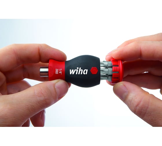 Отвертка-битодержатель Wiha SoftFinish Stubby 3801-03, магнитный, 1/4", TORX 33743