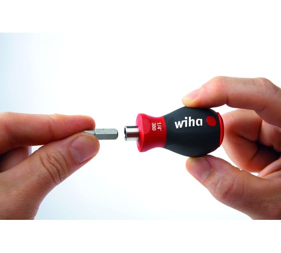 Отвертка-битодержатель Wiha SoftFinish Stubby 3801-03, магнитный, 1/4", TORX 33743