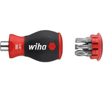 Отвертка-битодержатель Wiha SoftFinish Stubby 3801-04SB, магнитный, 1/4", SL/PZ 33746