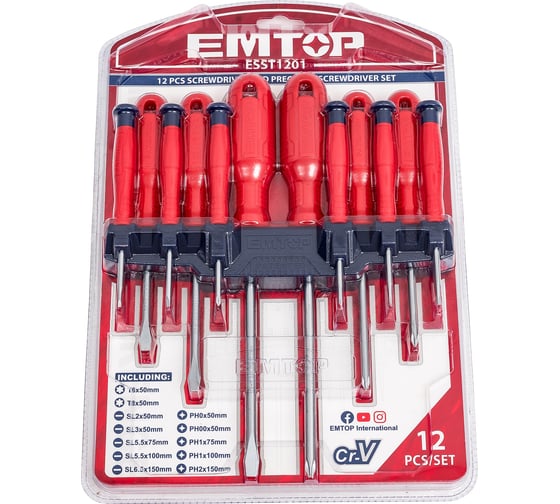 Набор отверток для точных работ emtop 12шт ESST1201