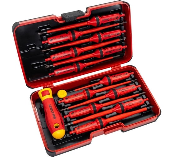 Набор изолированных стержней IZELTAS SL/PH/PZ/TX и рукоятка, 14 предметов, VDE, 14000005342 1